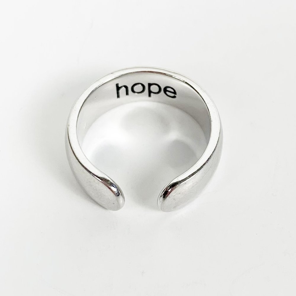 Silver Hope h Ring - Size 6